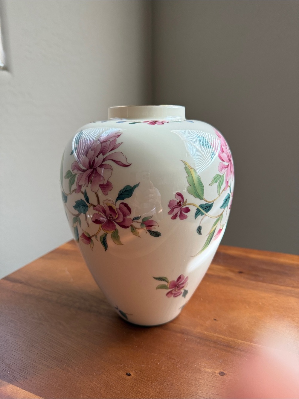 Lenox Barrington Collection 9.5" Floral Porcelain Vase in Cream, Pink and Green - Picture 3 of 13